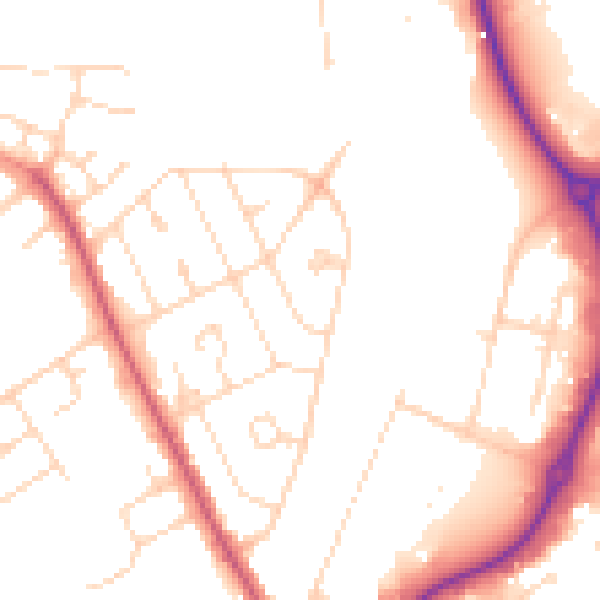 Daytime road noise heatmap for NN17 1DL