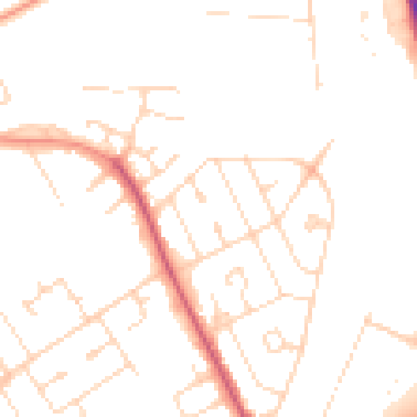 Daytime road noise heatmap for NN17 1DS