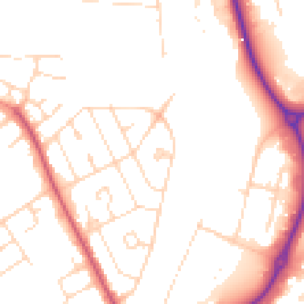 Daytime road noise heatmap for NN17 1DW