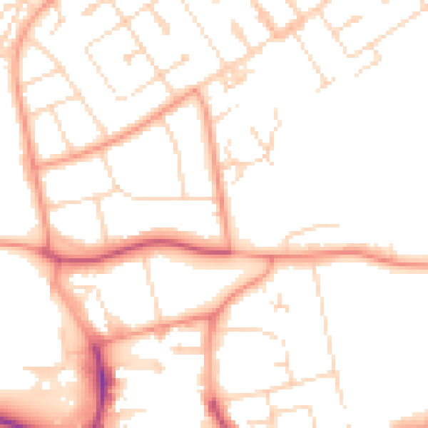 Daytime road noise heatmap for NN17 1TA