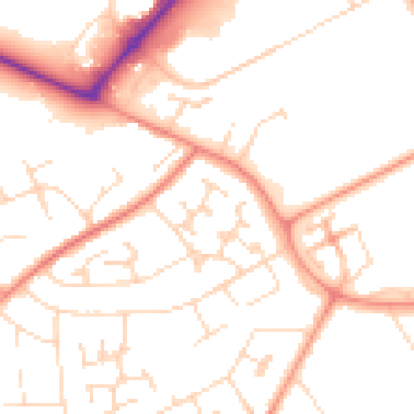 Daytime road noise heatmap for NN17 2AF
