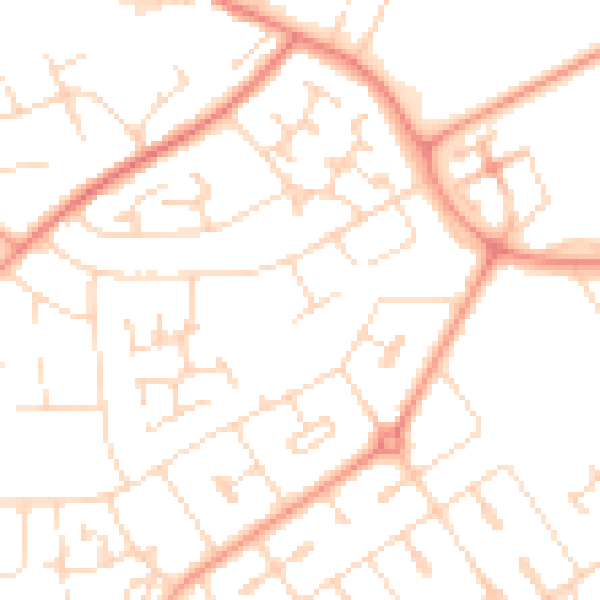 Daytime road noise heatmap for NN17 2AQ