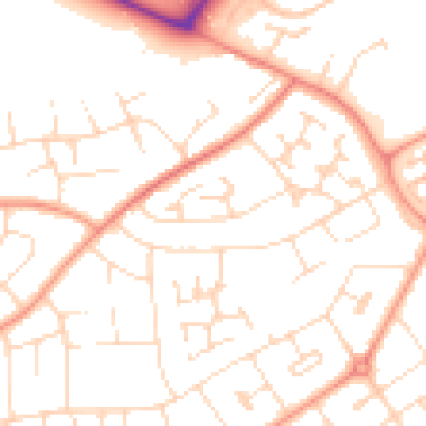 Daytime road noise heatmap for NN17 2ER
