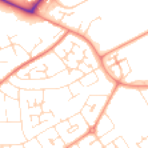 Daytime road noise heatmap for NN17 2EY