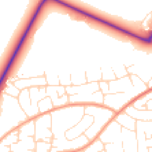 Daytime road noise heatmap for NN17 2LW