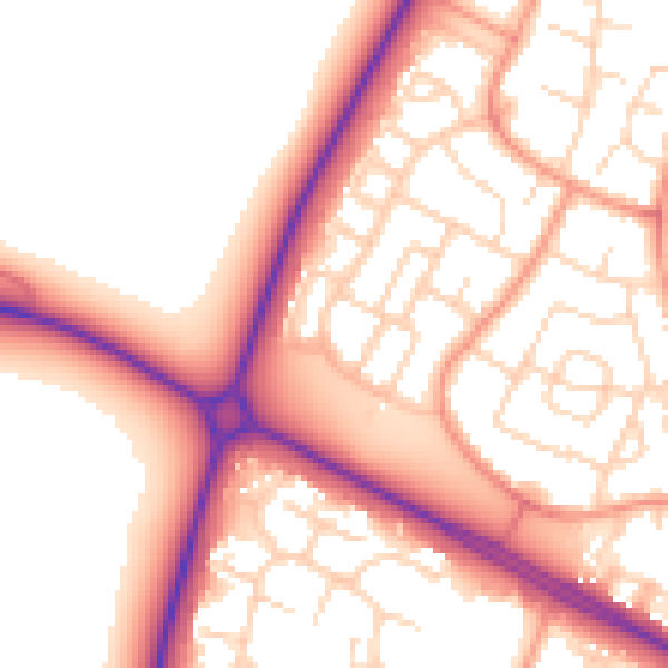 Daytime road noise heatmap for NN17 2SA