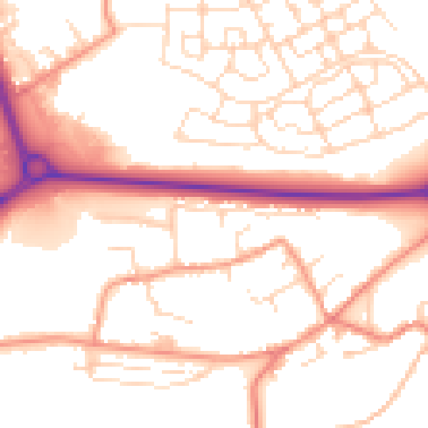 Daytime road noise heatmap for NN17 3ED