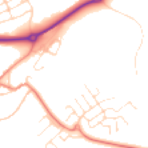 Daytime road noise heatmap for NN17 3FR