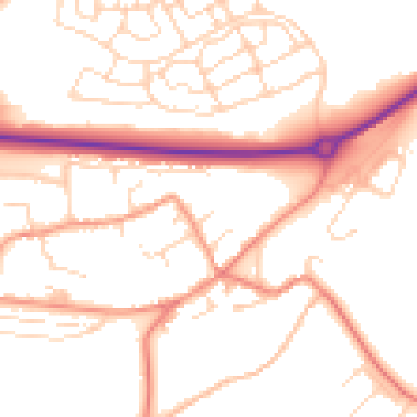 Daytime road noise heatmap for NN17 3HQ