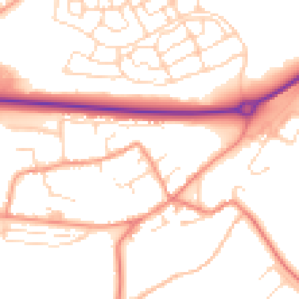 Daytime road noise heatmap for NN17 3HR
