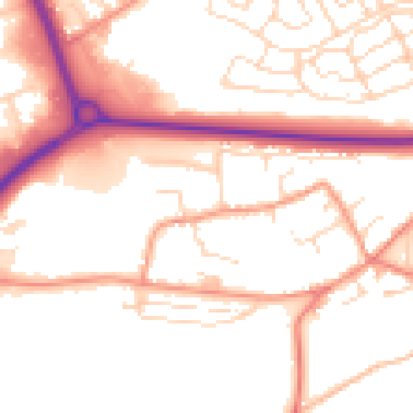 Daytime road noise heatmap for NN17 3HW
