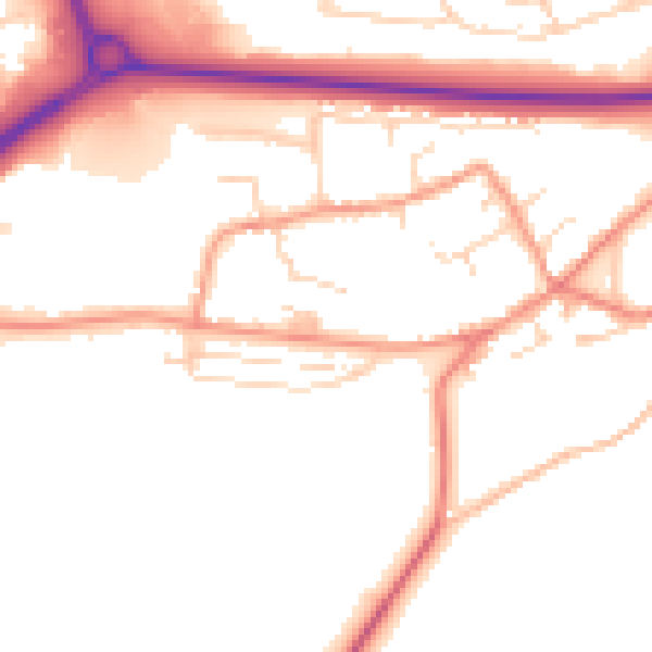Daytime road noise heatmap for NN17 3JD
