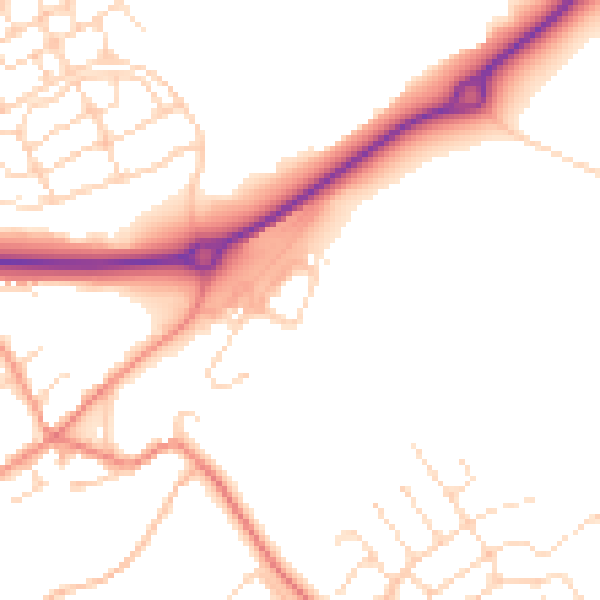 Daytime road noise heatmap for NN17 3JW