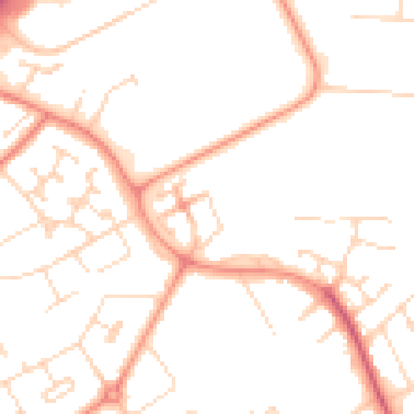 Daytime road noise heatmap for NN17 4AJ