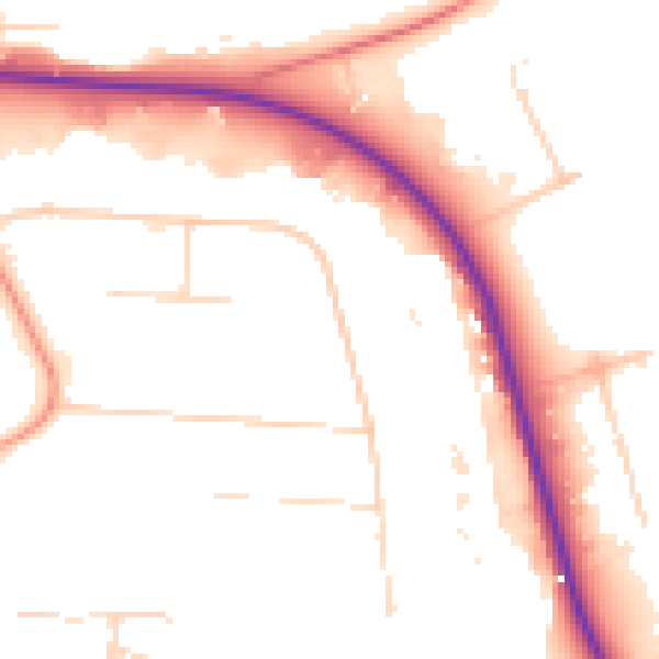 Daytime road noise heatmap for NN17 4JW