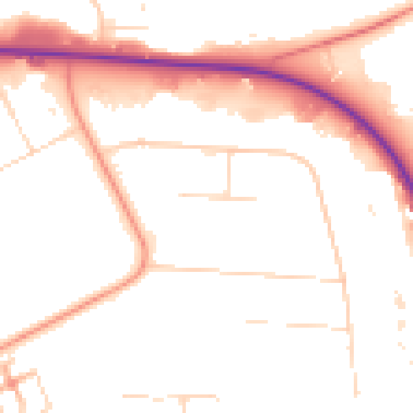 Daytime road noise heatmap for NN17 4SW