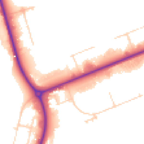 Daytime road noise heatmap for NN17 5AE