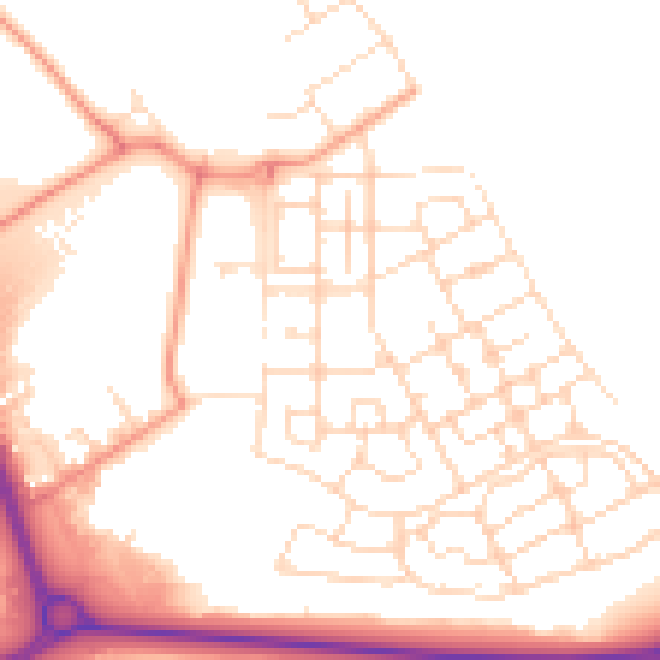 Daytime road noise heatmap for NN17 5EG
