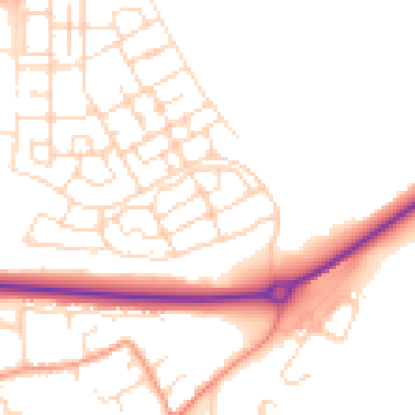 Daytime road noise heatmap for NN17 5FZ