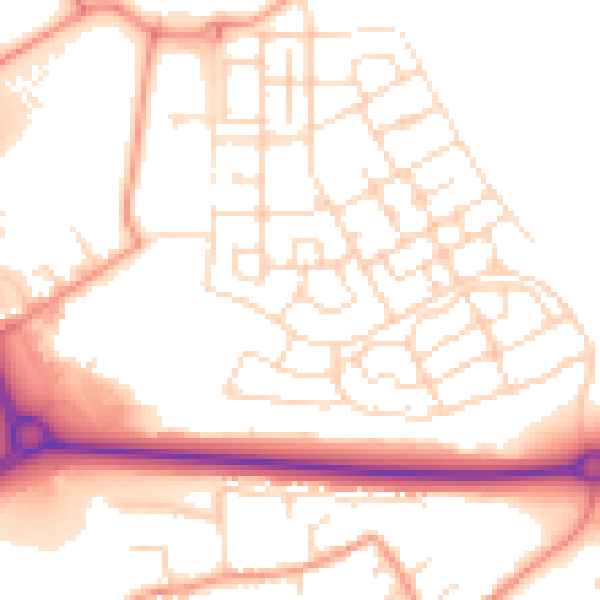 Daytime road noise heatmap for NN17 5GG