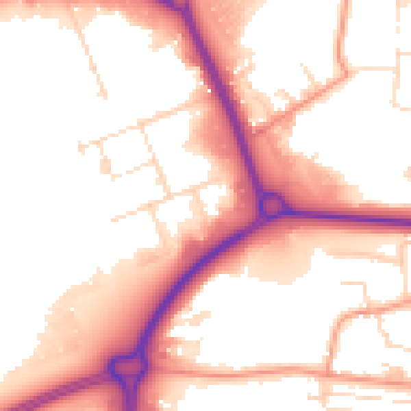 Daytime road noise heatmap for NN17 5LX