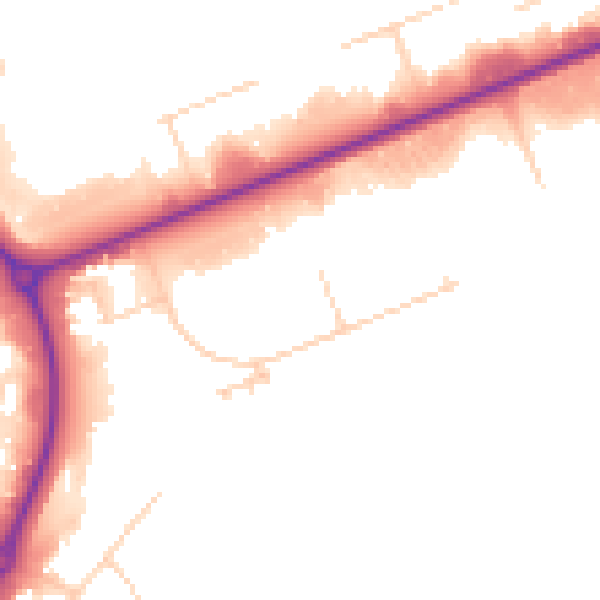Daytime road noise heatmap for NN17 5XZ
