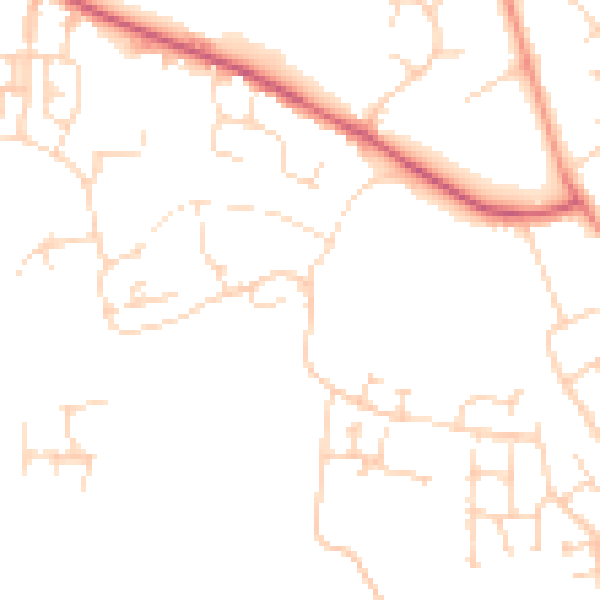 Daytime road noise heatmap for NN5 4BZ