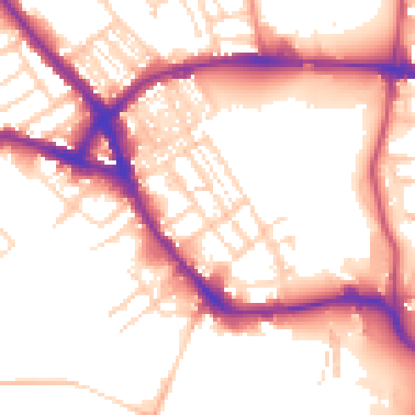 Daytime road noise heatmap for NN5 5EG