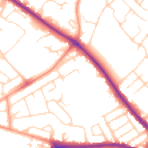 Daytime road noise heatmap for NN5 5PA