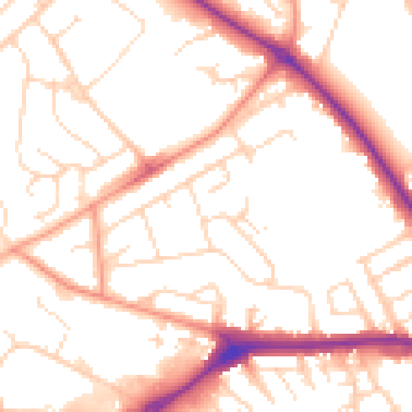 Daytime road noise heatmap for NN5 5PE