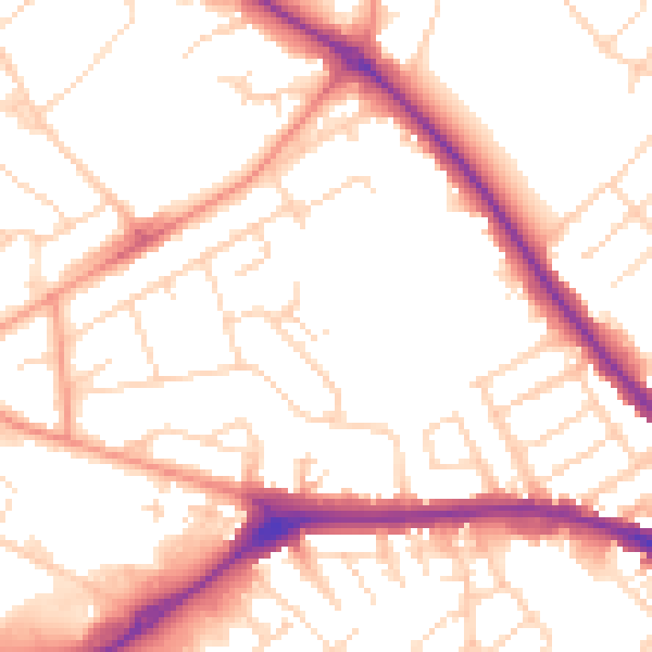 Daytime road noise heatmap for NN5 5PP
