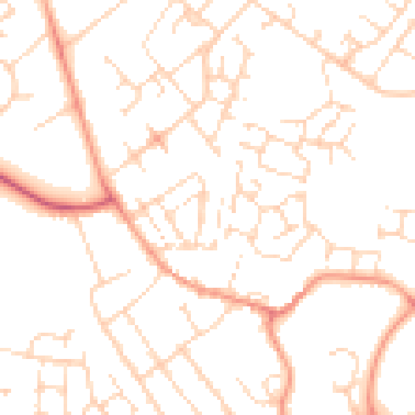 Daytime road noise heatmap for NN5 6JR
