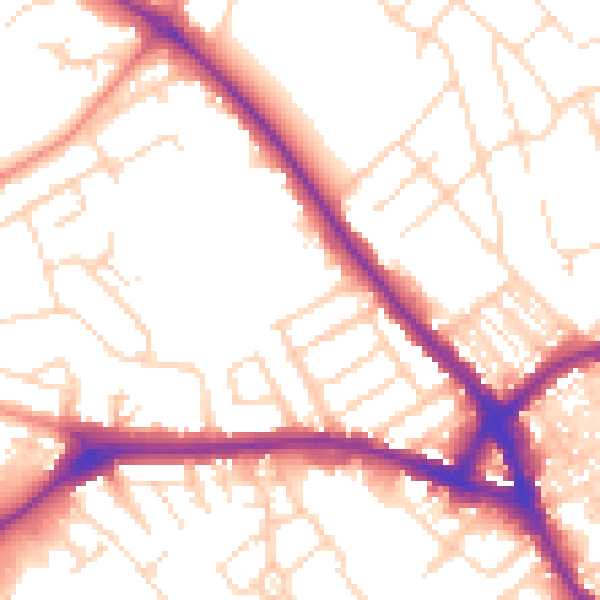 Daytime road noise heatmap for NN5 7AH
