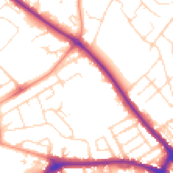 Daytime road noise heatmap for NN5 7AJ