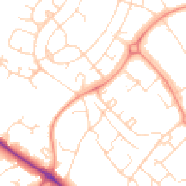 Daytime road noise heatmap for NN5 7AS
