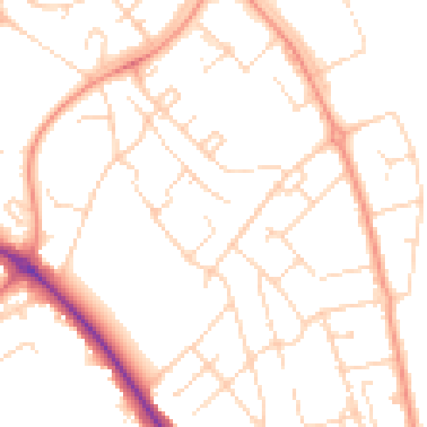 Daytime road noise heatmap for NN5 7DH