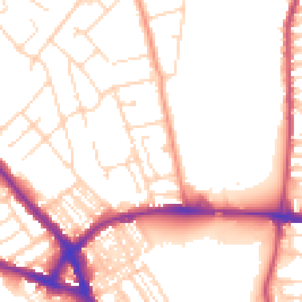 Daytime road noise heatmap for NN5 7EB