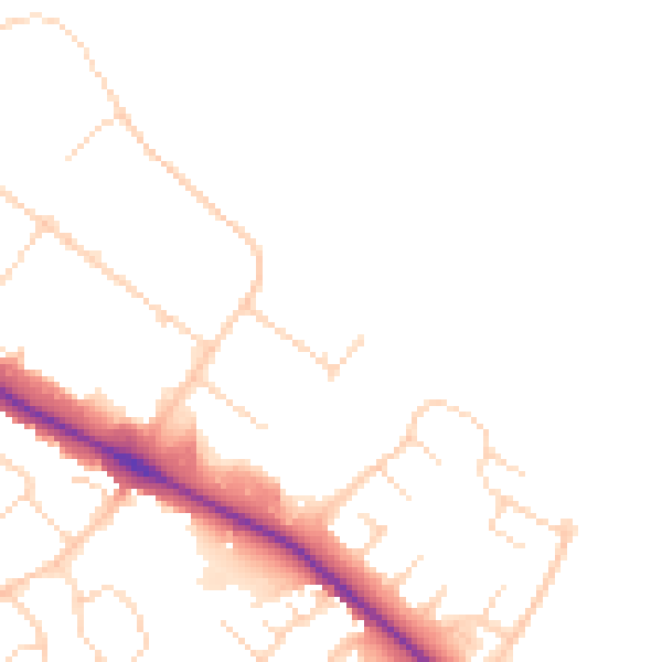 Daytime road noise heatmap for NN5 7EU
