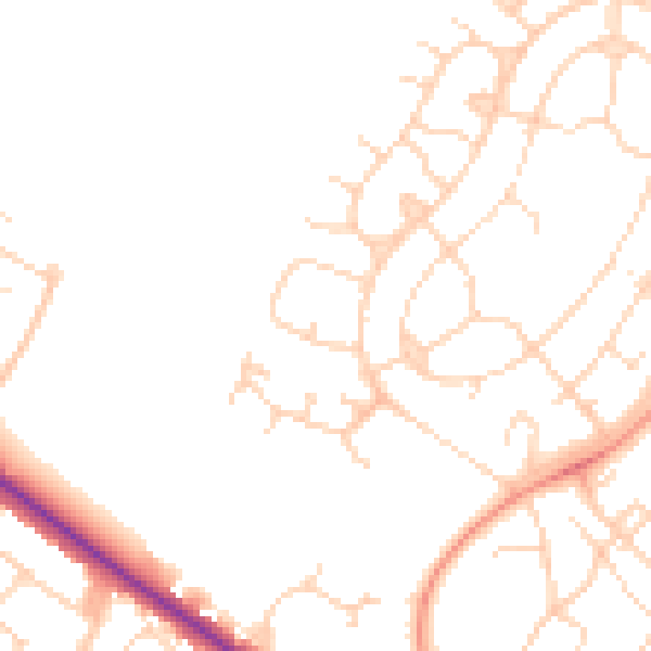 Daytime road noise heatmap for NN5 7JB