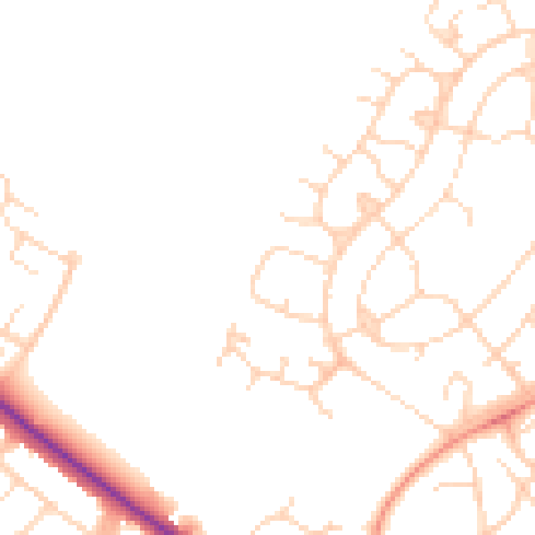 Daytime road noise heatmap for NN5 7JE