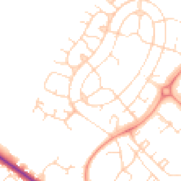 Daytime road noise heatmap for NN5 7LL