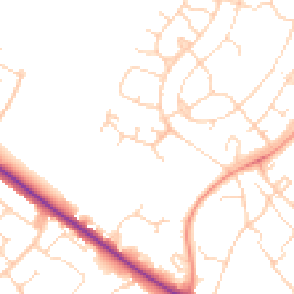 Daytime road noise heatmap for NN5 7PJ