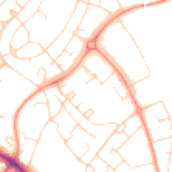 Daytime road noise heatmap for NN5 7QS