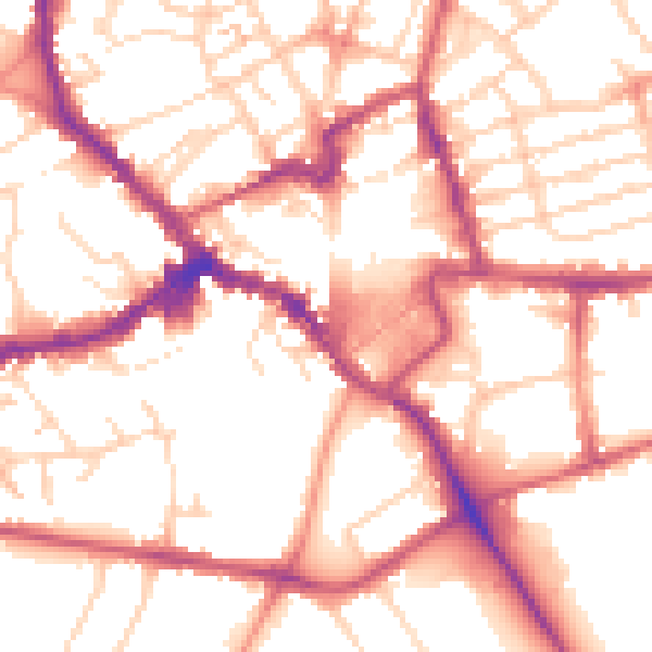 Daytime road noise heatmap for NN8 1BL
