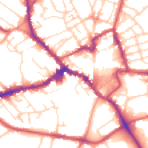 Daytime road noise heatmap for NN8 1BQ