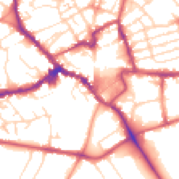 Daytime road noise heatmap for NN8 1BS