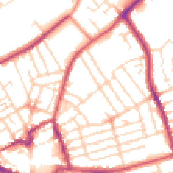 Daytime road noise heatmap for NN8 1DY