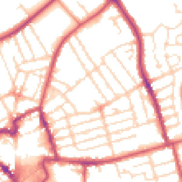 Daytime road noise heatmap for NN8 1EA