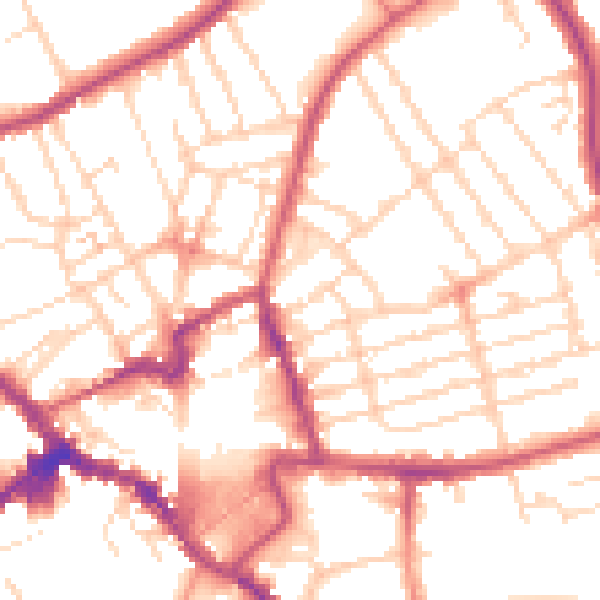Daytime road noise heatmap for NN8 1EB