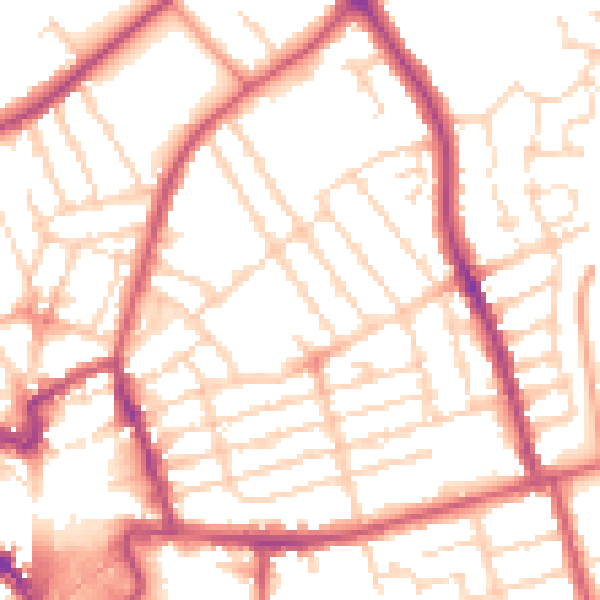 Daytime road noise heatmap for NN8 1EH